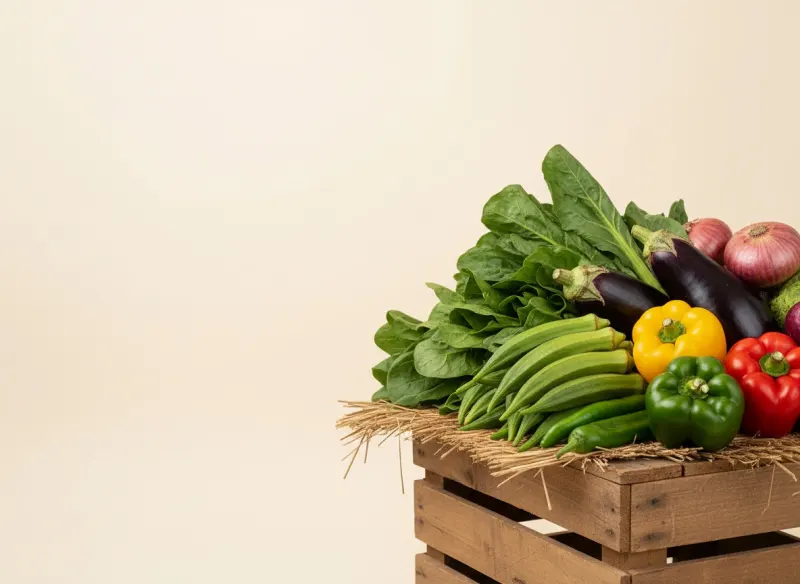 Légumes et feuilles frais